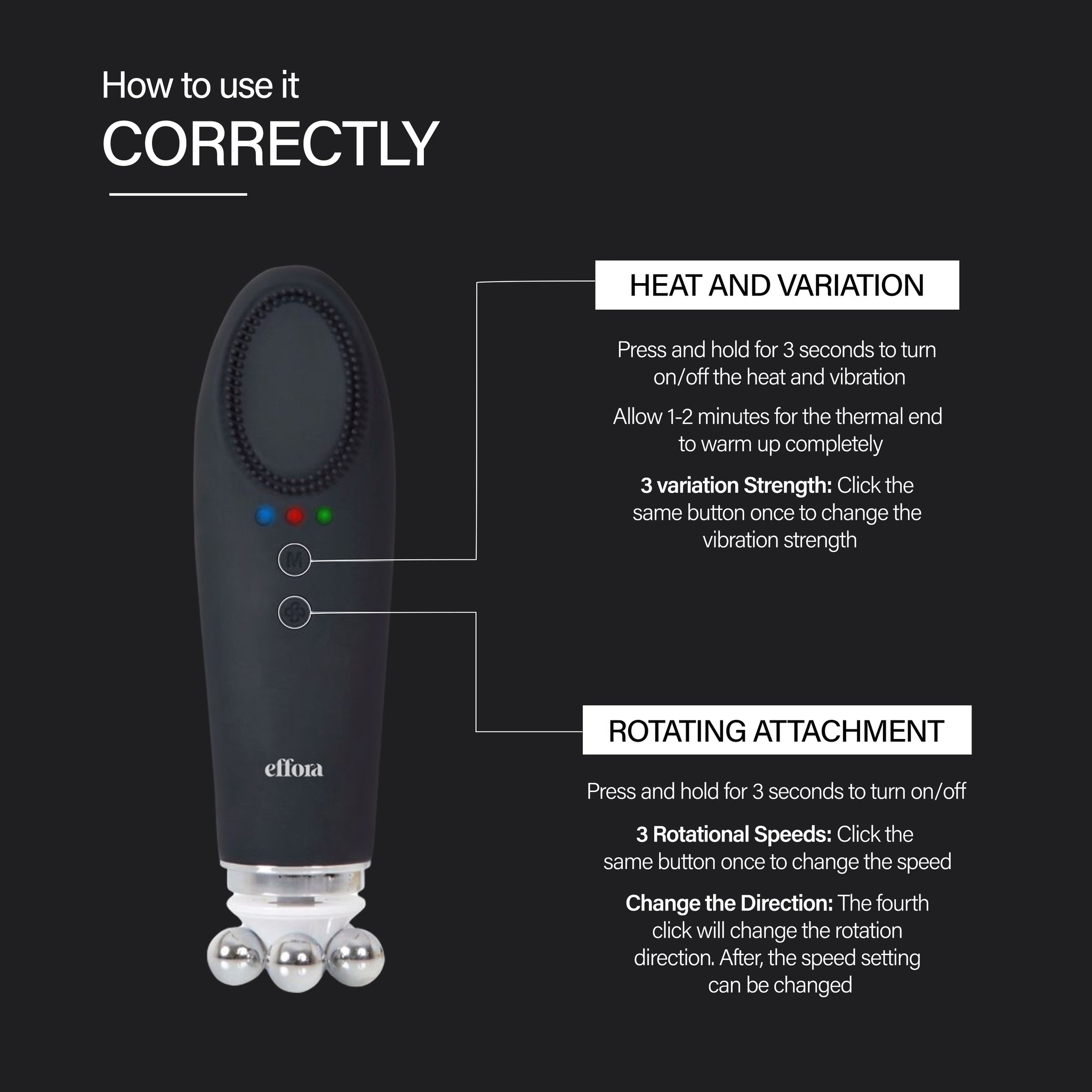 Effora's Facial Massager & Spa Wand Kit with 5 Detachable Heads | 6 Months Warranty