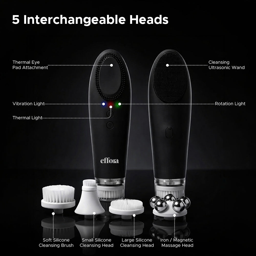 Effora's Facial Massager & Spa Wand Kit with 5 Detachable Heads | 6 Months Warranty