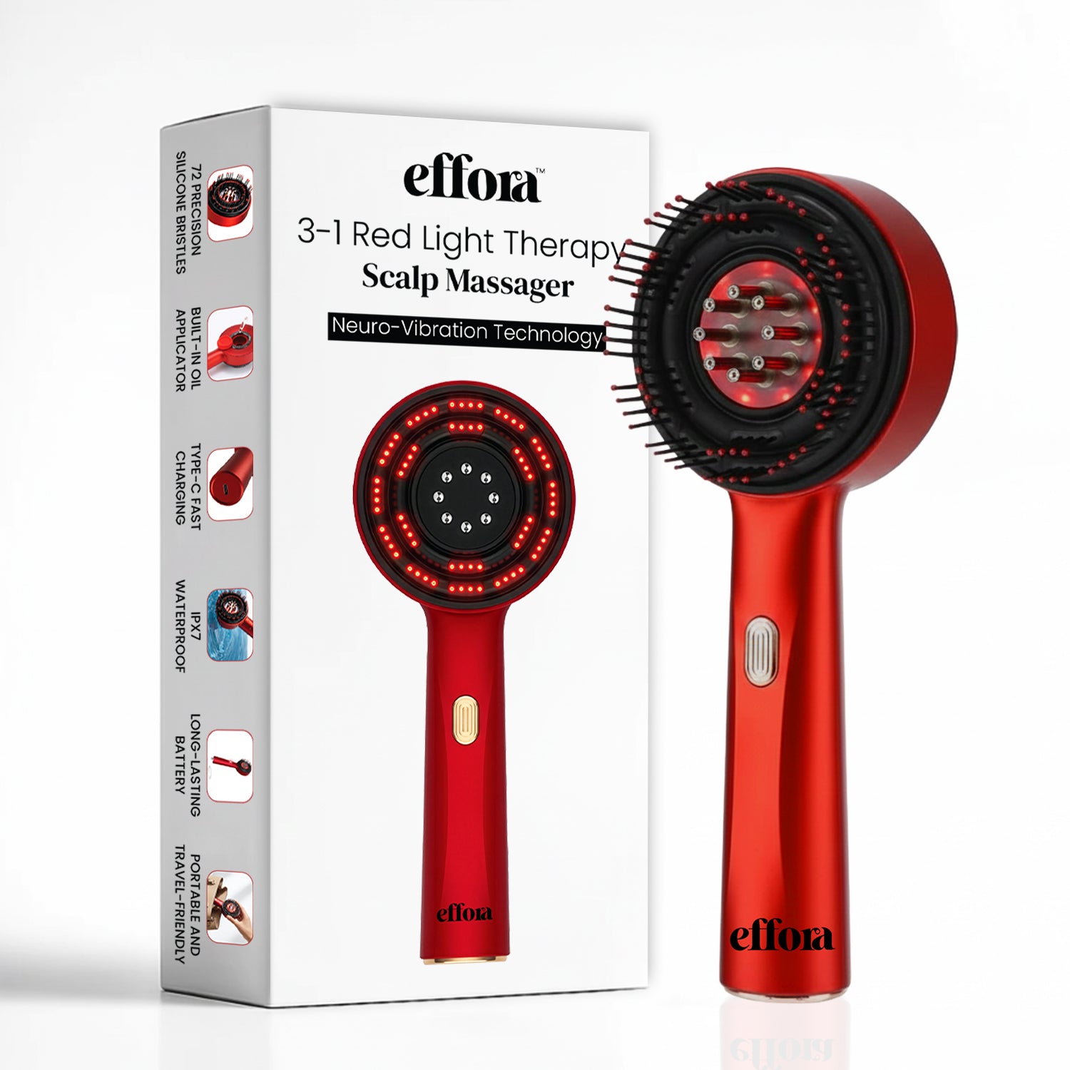 Effora's 3-1 Red Light Therapy Scalp Massager | 6 Months Warranty | Upgraded