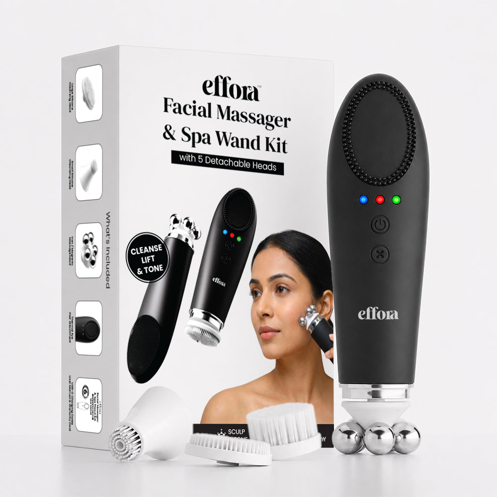Effora's Facial Massager & Spa Wand Kit with 5 Detachable Heads | 6 Months Warranty