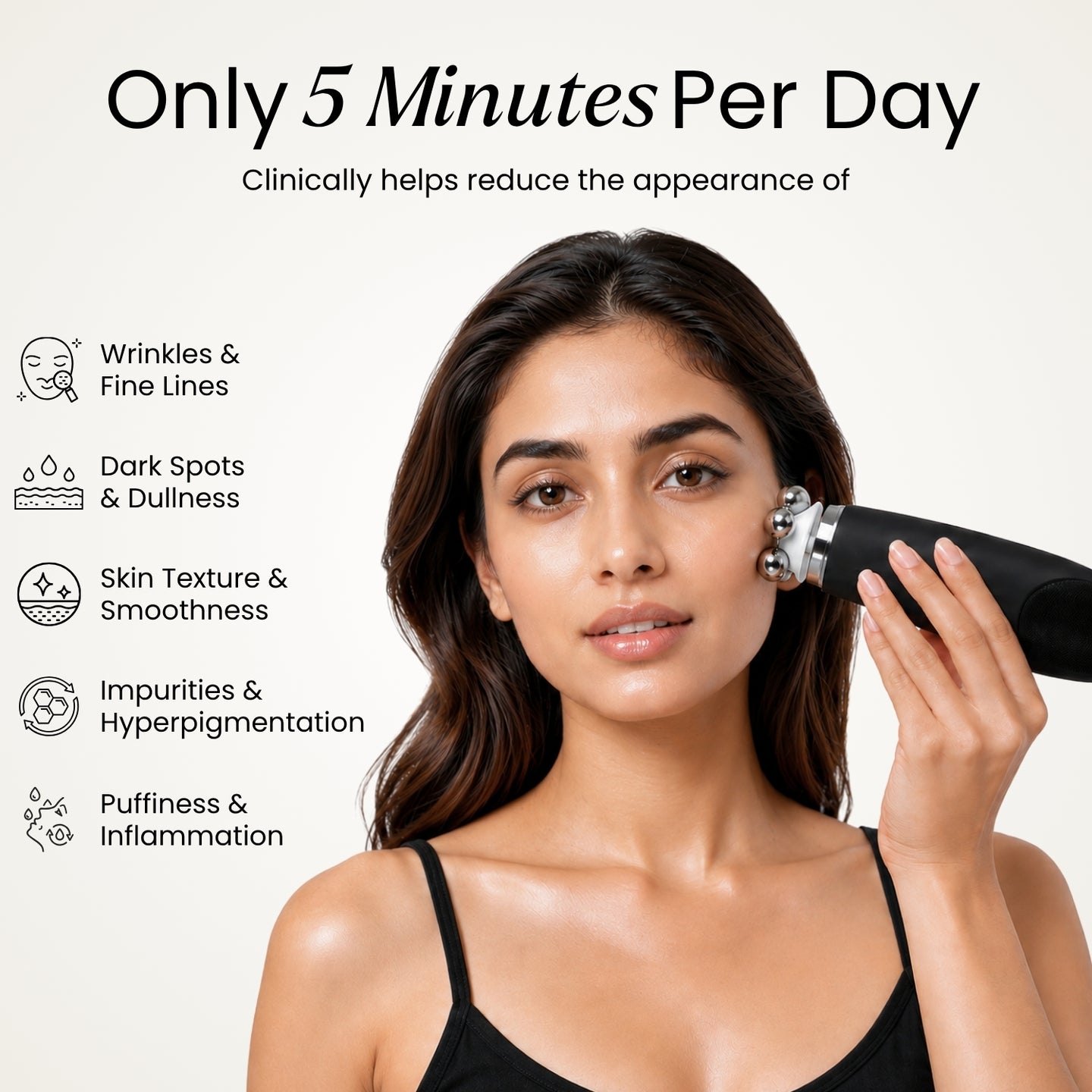 Effora's Facial Massager & Spa Wand Kit with 5 Detachable Heads | 6 Months Warranty