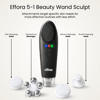Effora's Facial Massager & Spa Wand Kit with 5 Detachable Heads | 6 Months Warranty