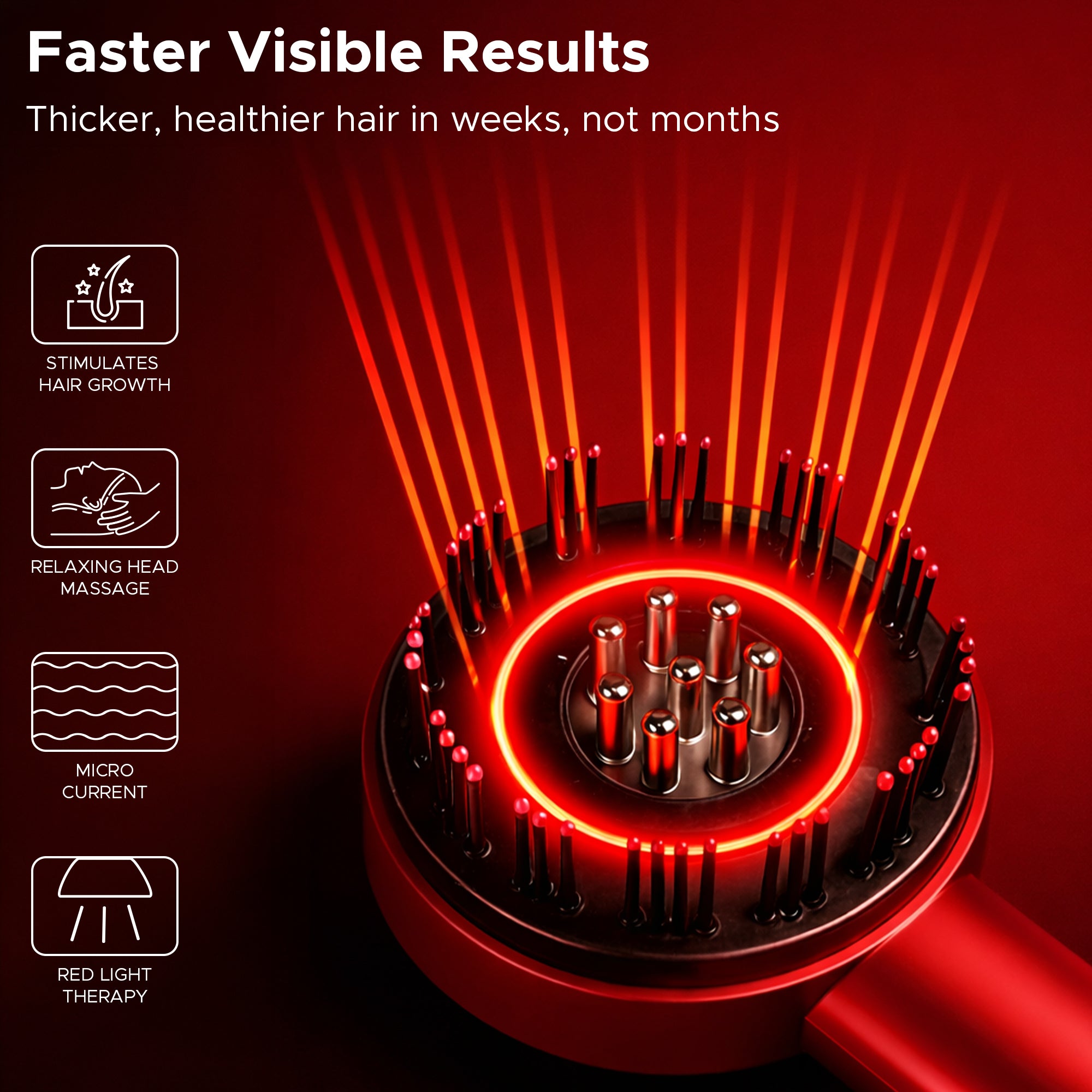 Effora's 3-1 Red Light Therapy Scalp Massager | 6 Months Warranty | Upgraded