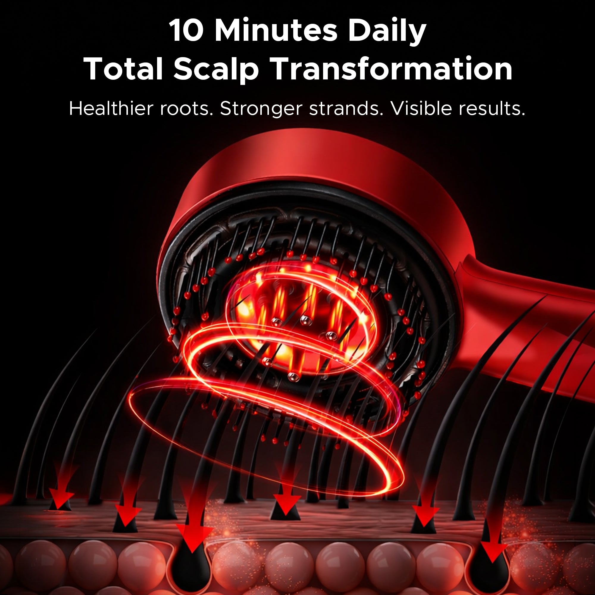 Effora's 3-1 Red Light Therapy Scalp Massager | 6 Months Warranty | Upgraded